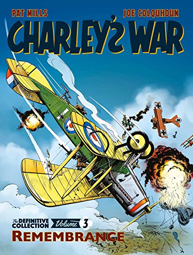 "Comic book cover featuring a green and yellow biplane in mid-air, crashing with smoke."