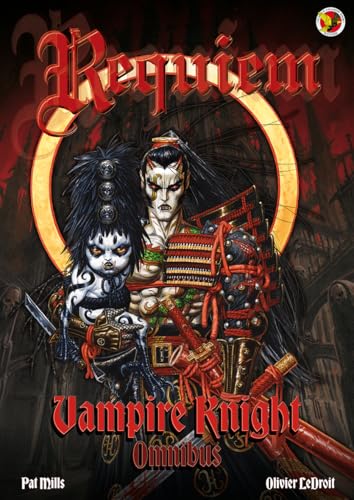 A vampire knight in samurai armor holds a small creature against a dark background.