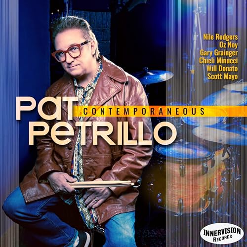 Pat Petrillo album cover featuring a portrait of the artist with drum kit.