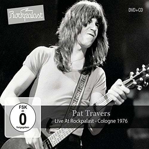 Black and white album cover featuring Pat Travers playing guitar.