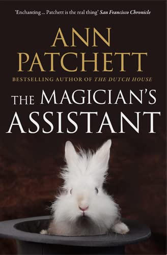Book cover for The Magician's Assistant by Ann Patchett featuring a fluffy white rabbit.