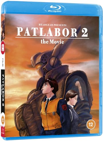 Blu-ray cover for Patlabor 2 featuring a giant robot and two anime characters.