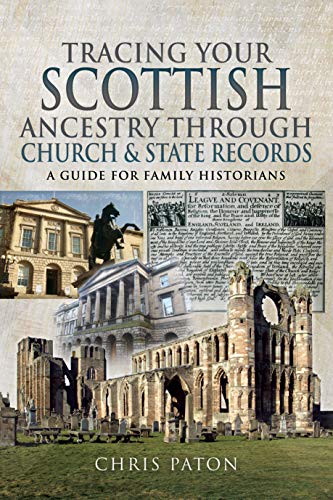 Book cover: “Tracing Your Scottish Ancestry” with images of Scottish architecture.
