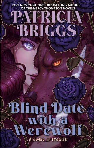 Book cover: woman’s face and werewolf snout with roses and a knife.