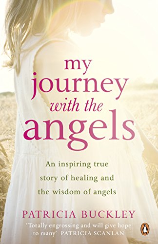 Book cover: woman in white dress, field, title “My Journey with the Angels”.