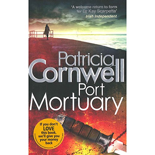 Book cover: "Port Mortuary" by Patricia Cornwell, featuring a lone figure.