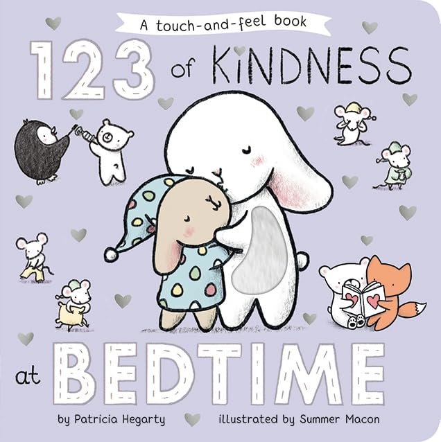 Cover of 123 of Kindness at Bedtime featuring illustrated bunnies and small animals.
