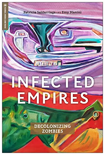 Book cover with abstract painting of a car and reptile eye.