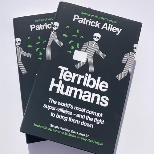 Book cover: "Terrible Humans" by Patrick Alley, with skeleton illustrations.
