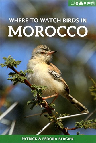 Book cover: “Where to Watch Birds in Morocco” featuring a small bird.