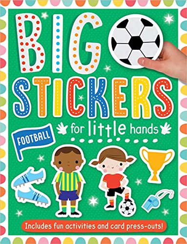 Colorful sticker book cover with football theme, child-sized stickers, and press-outs.