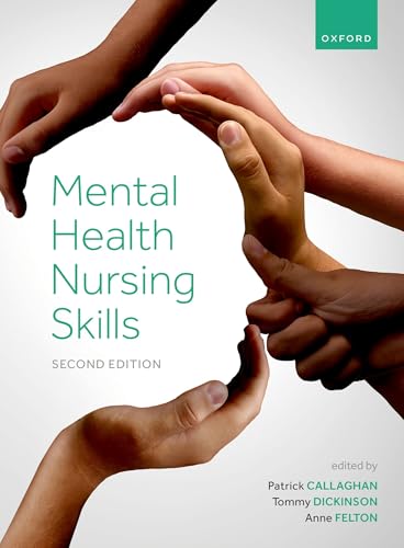 Book cover: "Mental Health Nursing Skills," second edition, with diverse hands.