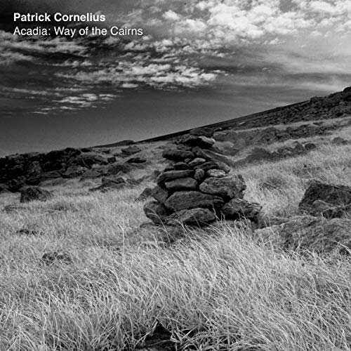 Black and white vinyl album cover featuring a rocky cairn in a grassy landscape.