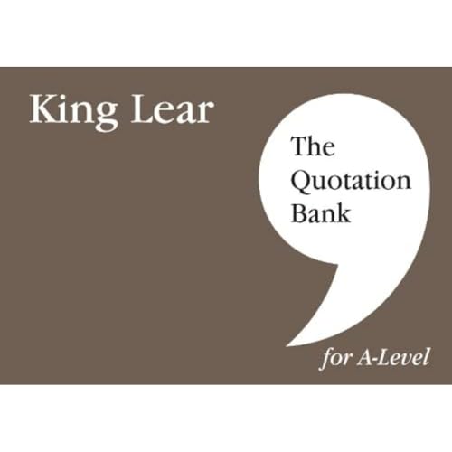 Book cover: “King Lear” quotation bank study guide, speech bubble design.