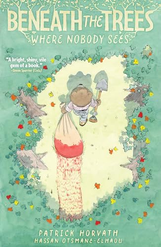 Book cover: small figure digging a hole surrounded by leafy branches.