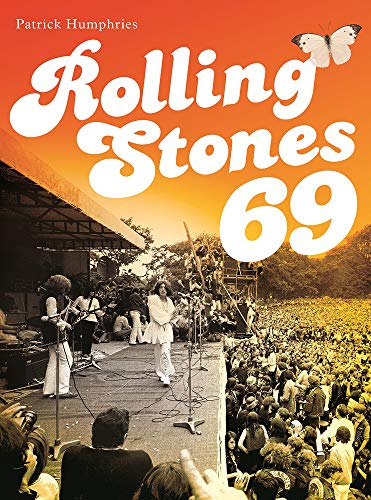 Book cover with Rolling Stones performing on stage, orange background, white title text.