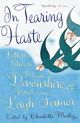 Book cover with blue watercolor background, stylized swallows carrying letters, and elegant cursive text.