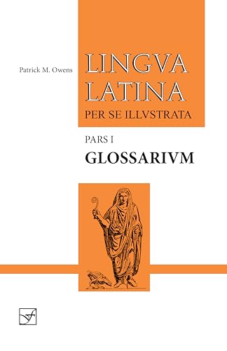 Book cover titled Glossarium with orange panels, Latin text, and a classical figure illustration.