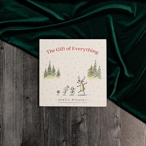 Book cover with illustrated reindeer and trees on a wood surface.
