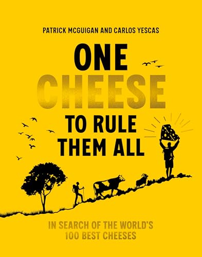 Yellow book cover with black silhouette illustration of people and cows.