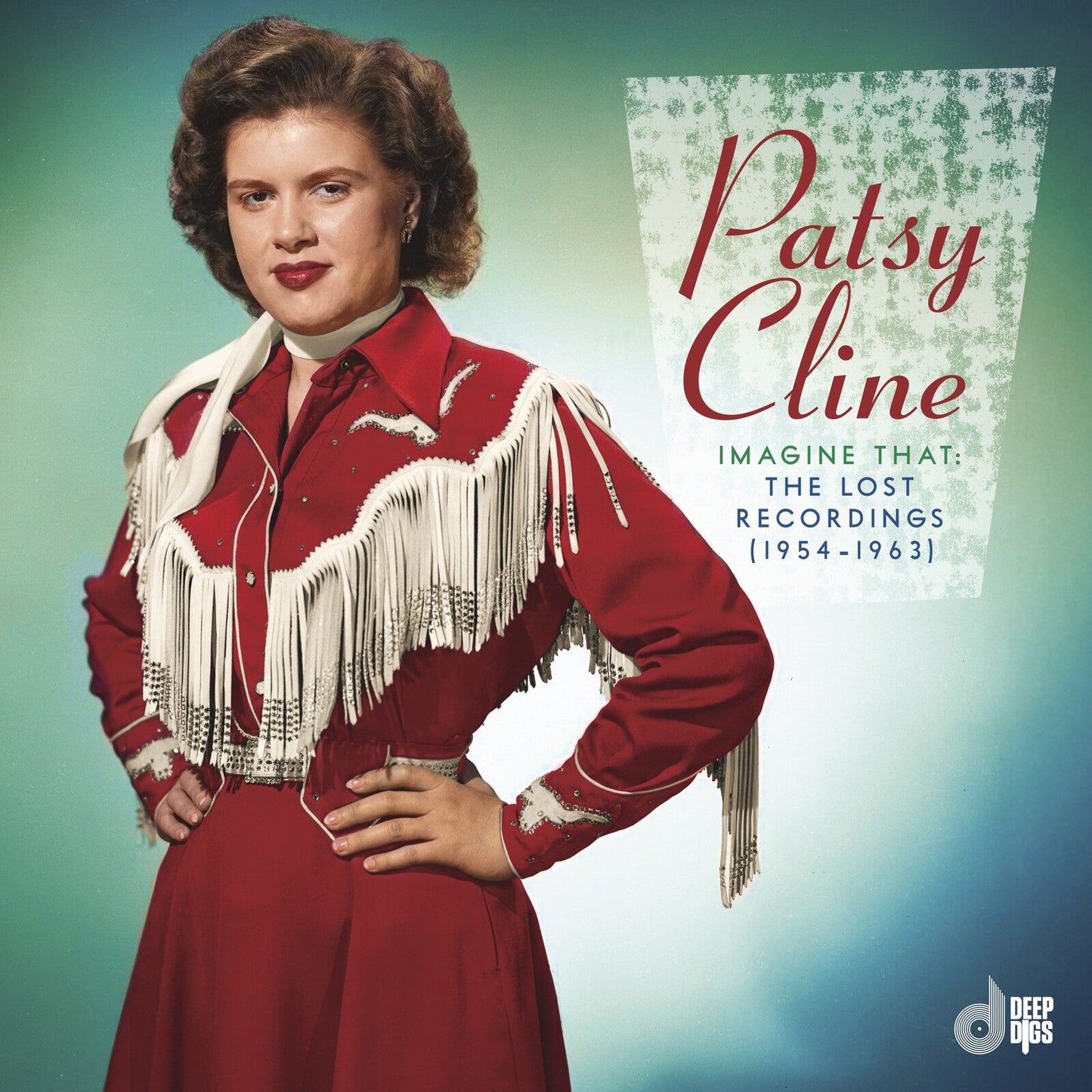 Patsy Cline album cover featuring a portrait of the singer in red.