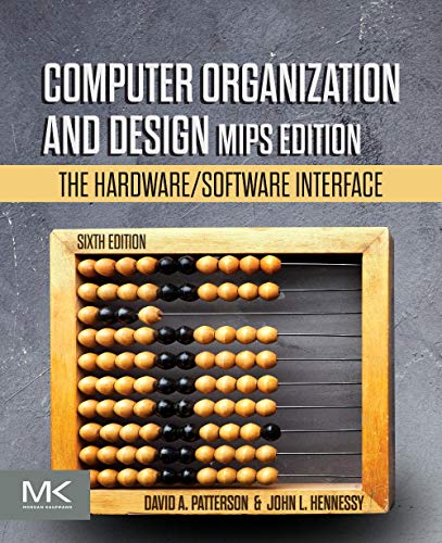 Textbook cover with "Computer Organization and Design" title over an abacus.