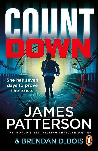 Book cover: woman running toward a bridge with a clock overlay.