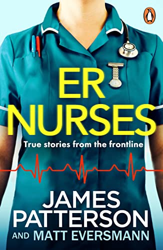 Book cover: “ER Nurses” with a nurse in scrubs and a heart monitor.