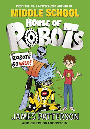 Book cover: robots and a boy with splashing water, green background.