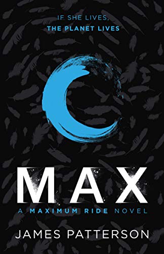 Book cover for "Maximum Ride: Max" featuring a crescent moon and feathers.