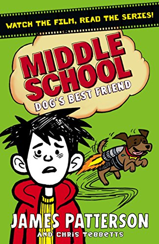 Book cover featuring a worried boy and a dog wearing a jetpack.