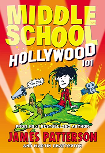 Book cover: “Middle School: Hollywood 101” with cartoon illustration.
