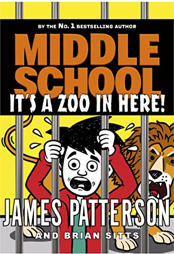 Book cover: boy behind bars with a roaring lion, titled "Middle School.