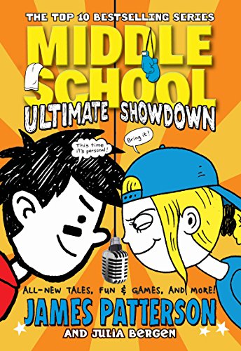 "Book cover featuring cartoon characters and microphone, orange background."