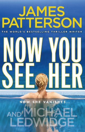 Book cover: woman’s back by blue water, title “Now You See Her”.