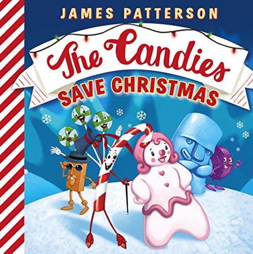 Book cover featuring cartoon candies and a snowman in a winter scene.