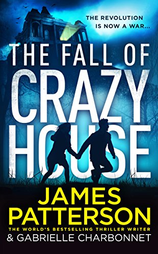 Book cover: dark mansion, two figures running, title “The Fall of Crazy House.”