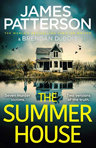 Book cover: a lakeside house with a silhouetted figure and dark birds.