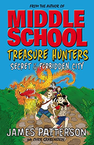 Book cover featuring children running from a dragon on a stone path.