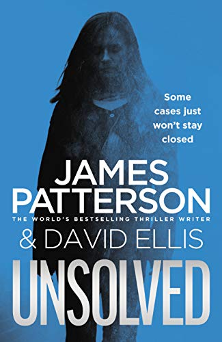 Book cover: "Unsolved" with a shadowy figure and blue background.