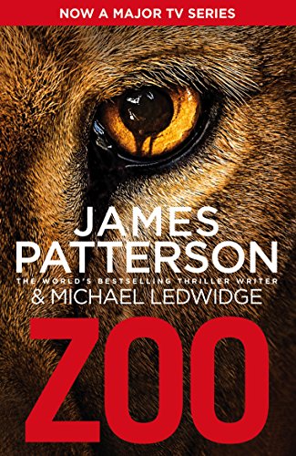 Book cover: close-up of a lion’s eye with red “Zoo” title.