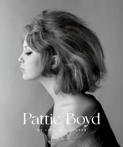 Black and white profile portrait of Pattie Boyd with book title text overlaid.