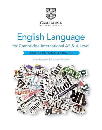 Textbook cover for Cambridge International AS and A Level English Language with newspaper collage.