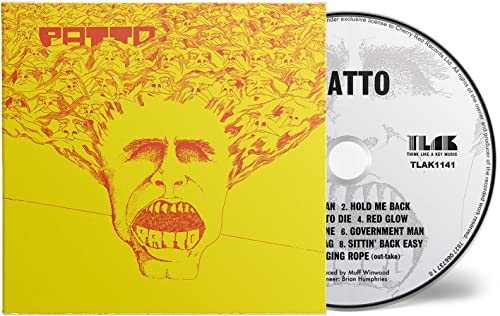 Yellow CD case for Patto album with sketched face and CD disc.
