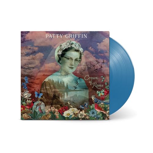 Patty Griffin Crown of Roses vinyl record with a blue disc and floral cover.