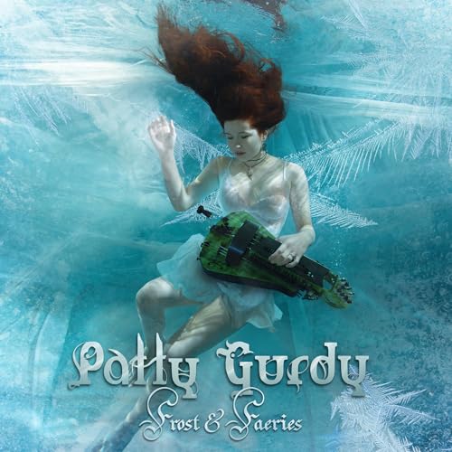 Woman with hurdy-gurdy submerged in icy blue water, album cover.