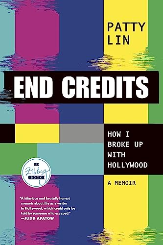 Book cover: "End Credits" memoir by Patty Lin, colorful abstract design.