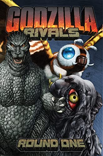 Godzilla, Mothra, and King Ghidorah face off on comic book cover.