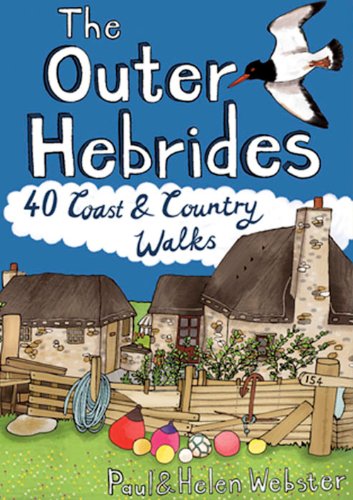 Map and walking guidebook cover featuring Scottish landscape and Outer Hebrides coastline.