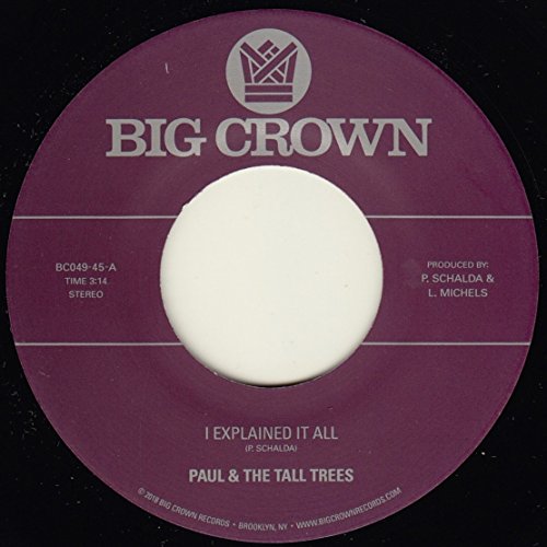 Purple vinyl record label with text: “Paul & The Tall Trees”.